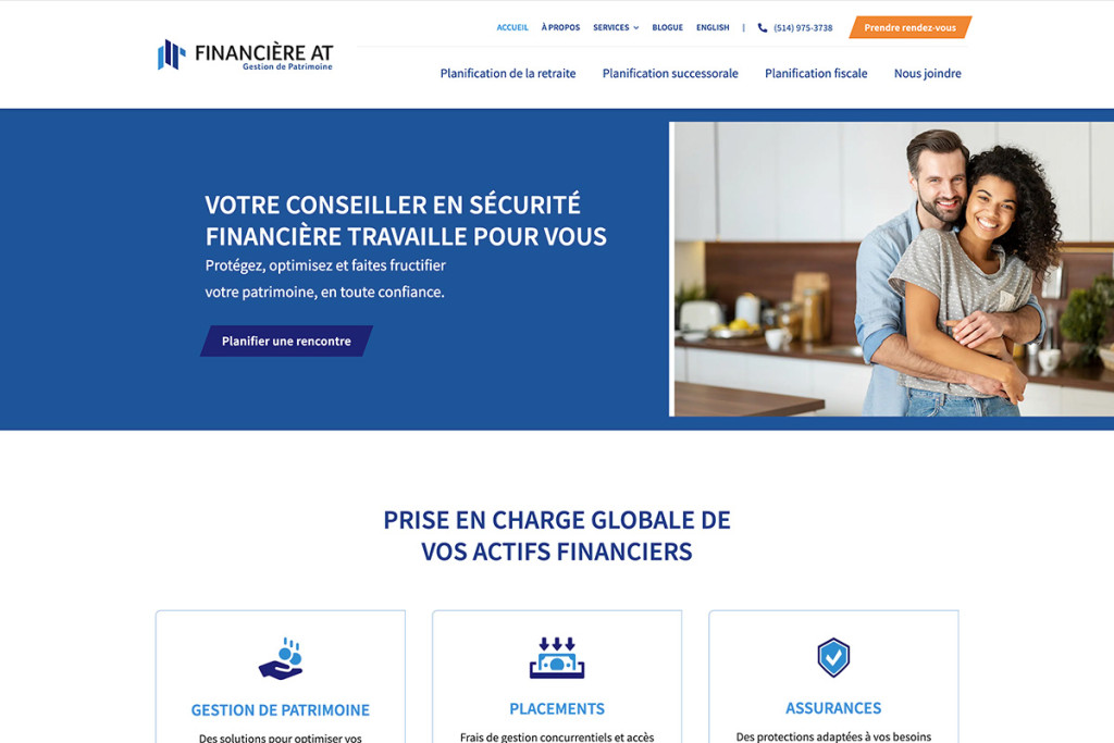 Exemple d'appels à l'action sur le site de Financière AT.