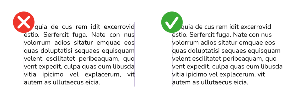 Exemple de textes justifiés vs alignés à gauche